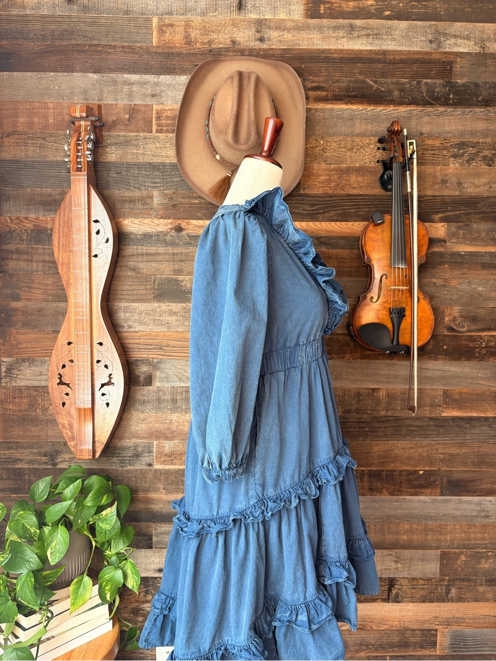 Blue Ruffle V-Neck Mini Dress - Picture 5 of 5